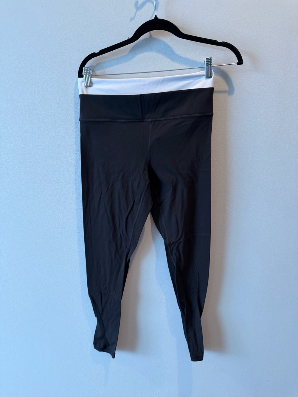 Athleta Black Leggings with White Waistband